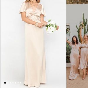 Show Me Your MuMu Rome Twist Gown in Champagne Luxe Satin